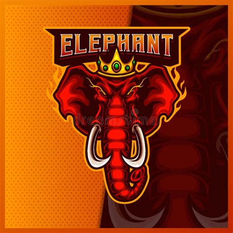 Elephant King Head Mascot Esport Logo Design Illustrations Vector