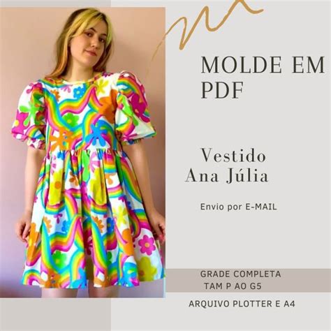 Molde Em Pdf Vestido Ana J Lia Universo Dos Moldes Hotmart