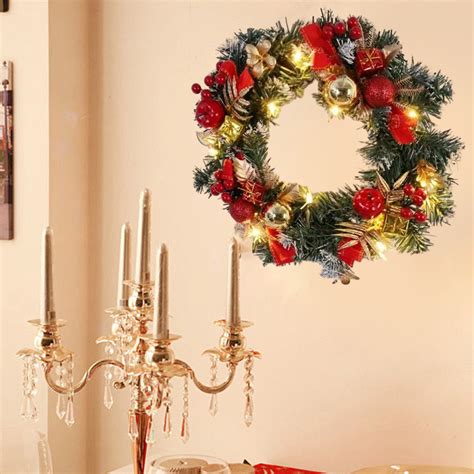 18 Inch Pre-Lit Artificial Christmas Wreath with Lights,Lighted ...