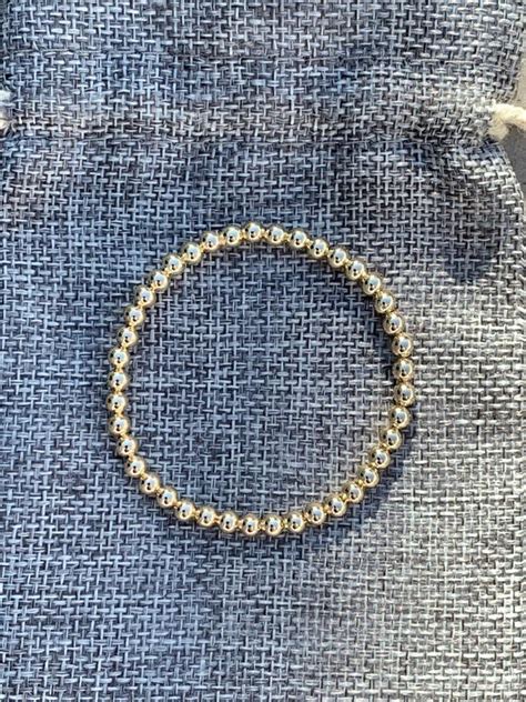 Custom 4mm Gold Filled Letter Bead Bracelet Stacking Etsy