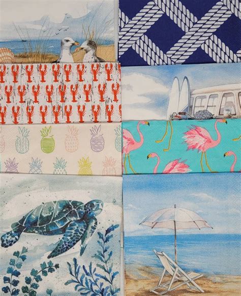 Decorative Paper Napkins For Decoupage Beach Themed Sea Life Etsy