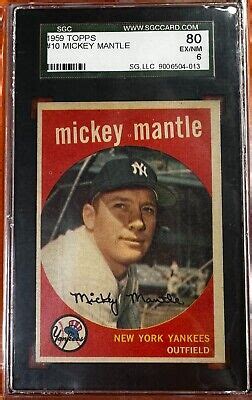 1959 Topps Baseball Card 10 Mickey Mantle HOF SGC 6 EBay