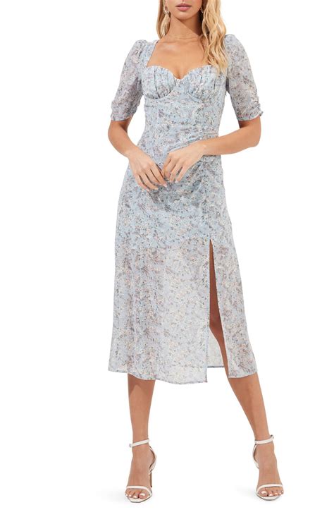 Buy Astr The Label Floral Milkmaid Midi Dress Blue Multi Floral At 50