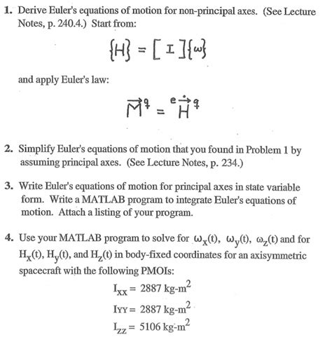 1 Derive Eulers Equations Of Motion For