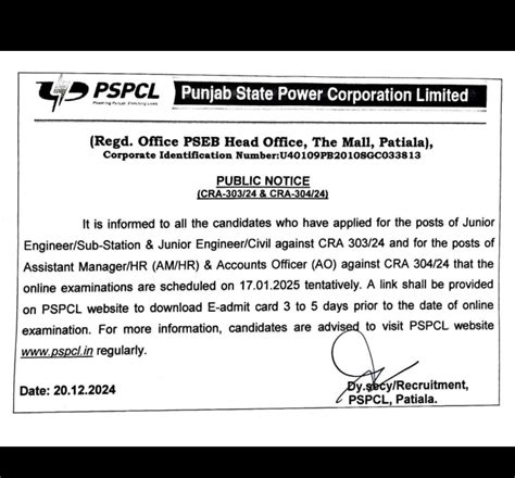 PSPCL JE Exam Date 2024 Out Complete Schedule For 544 Vacancies