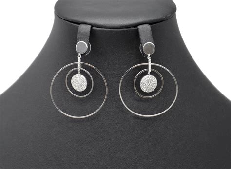 Bo E Boucles D Oreilles Pendantes Multi Cercles M Tal Argent Et