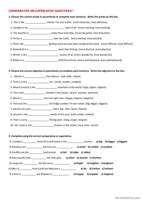 Comparative And Superlativ English ESL Worksheets Pdf Doc