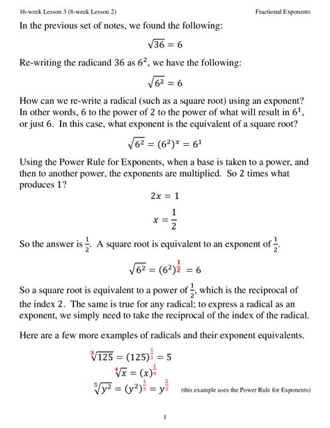 Fractional Exponents.pdf | Lecture notes Mathematics | Docsity