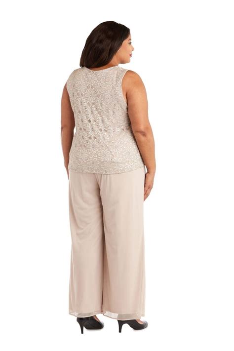 Randm Richards Women S Plus Size Beaded Neck 3 Piece Long Pant Set Ebay