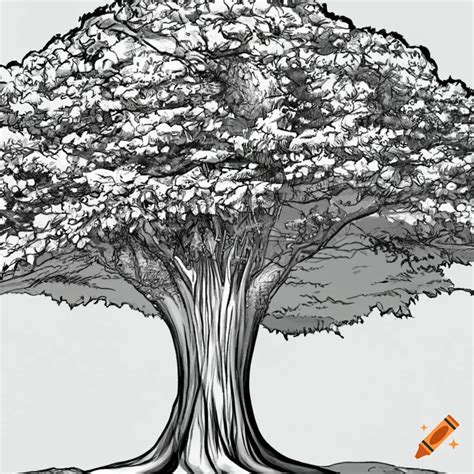 Drawing Of A Big Tree Isolated On White On Craiyon