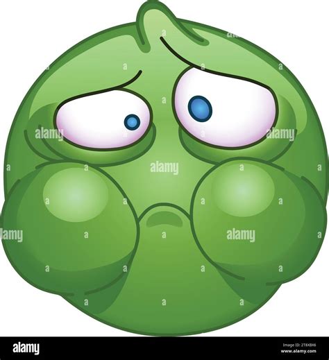 Sick Green Face Emoji Emoticon With Puffed Cheeks Holding Back Vomit