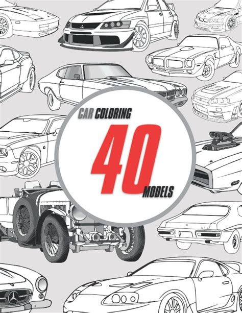 Buy Car Coloring 40 Models: American muscle car coloring book, JDM coloring book for adults ...