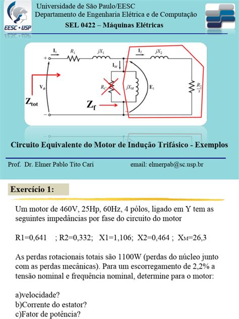 Aula16b Circuito Equivalente Do Motor De Indução Exemplos Pdf