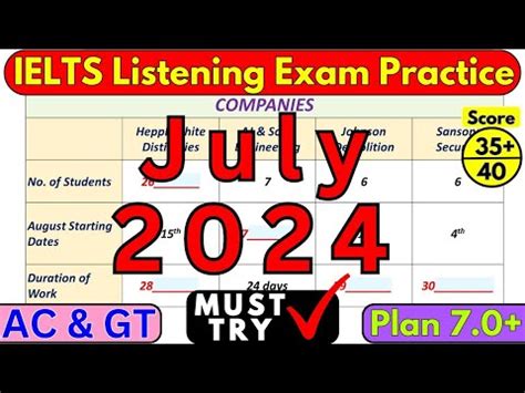 DIFFICULT IELTS LISTENING PRACTICE TEST FOR 27 JULY 2024 WITH ANSWERS