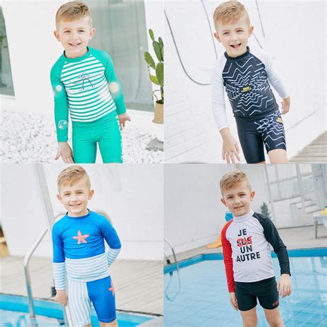 Kids Beach Swimwear Long Sleeve Shirt Shorts Set Bathing Suit Rash ...