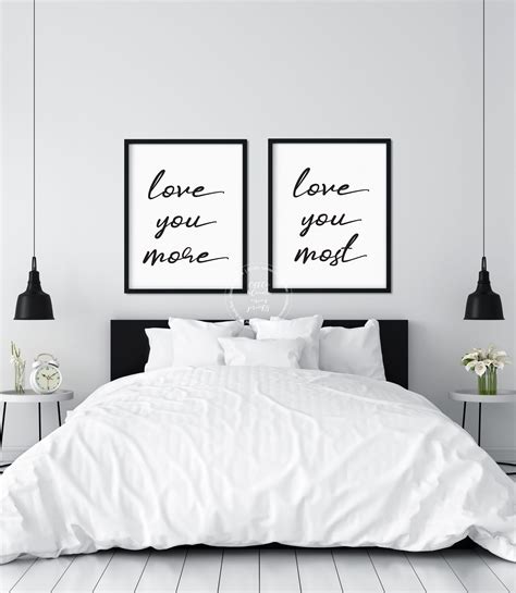 Set Of 2 Romantic Bedroom Printable Wall Decor Love You More Love