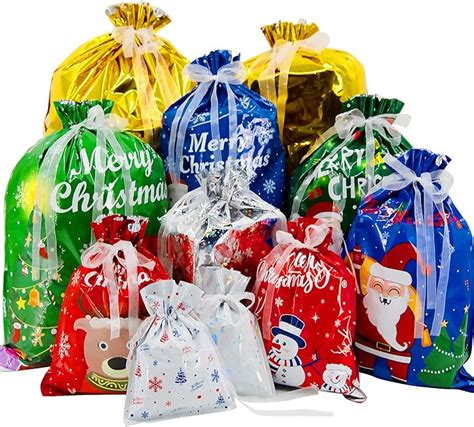 Bqtq Pezzi Sacchetto Regalo Di Natale Con Coulisse Sacchetti Di