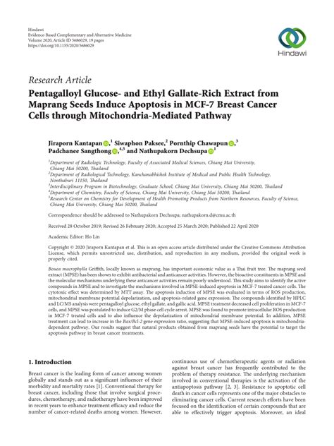 PDF Pentagalloyl Glucose And Ethyl Gallate Rich Extract From Maprang