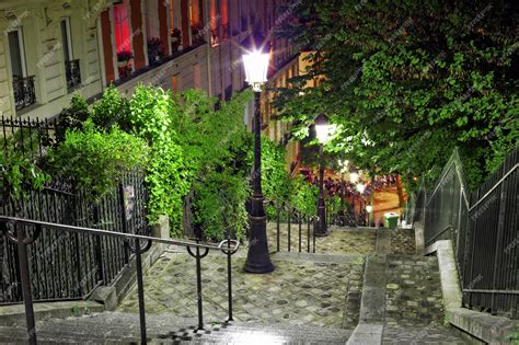 Premium Photo | Stairs on the way to the basilica sacre-coeur. paris ...