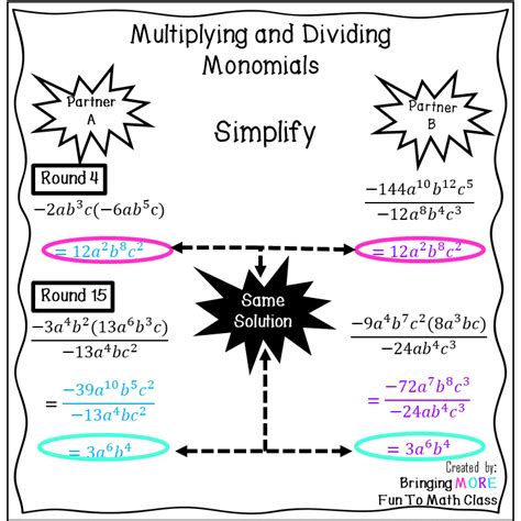 Division Of Monomial By Monomial Worksheet