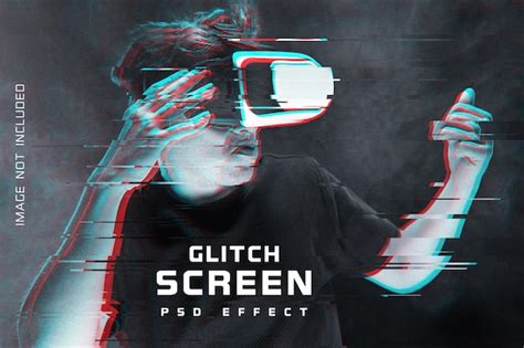 Premium PSD | Glitch screen photo effect template