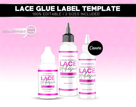 Lace Glue Label Template Lace Adhesive Label Template Diy Etsy