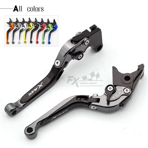 With XMAX Logo Aluminum Motorcycle Folding Extendable Brake Levers For