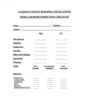 Fillable Online Calhouncounty Sc Modular Home Inspection List Pdf