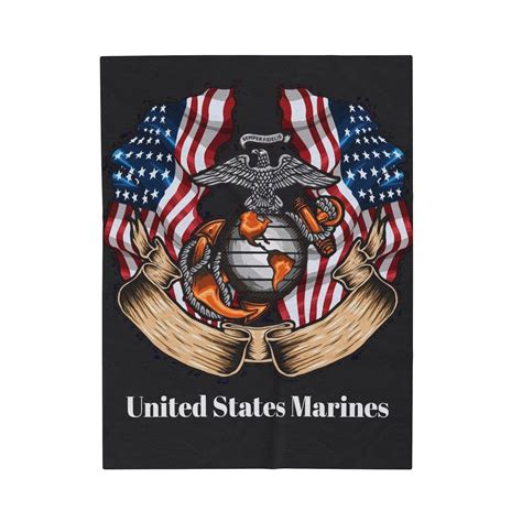 United States Marine Emblem Velveteen Plush Blanket Etsy