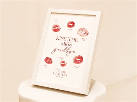 Kiss the Miss Goodbye A4 Printable Ideal for Bachelorette Party or ...