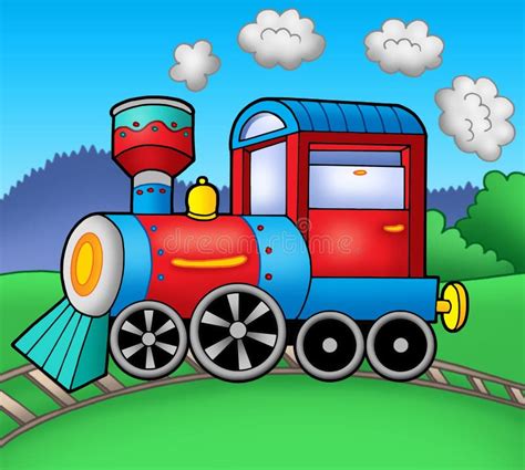 De Locomotief Van De Stoom Op Sporen Stock Illustratie Illustration