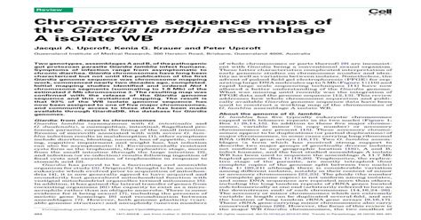 Chromosome Sequence Maps Of The Giardia Lamblia Assemblage A Isolate Wb Pdf Document