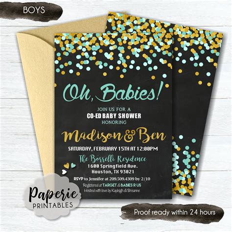 Oh Babies Baby Shower Invitation Confetti Baby Shower Etsy