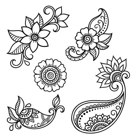 Premium Vector Set Of Mehndi Flower Pattern For Henna Drawing And