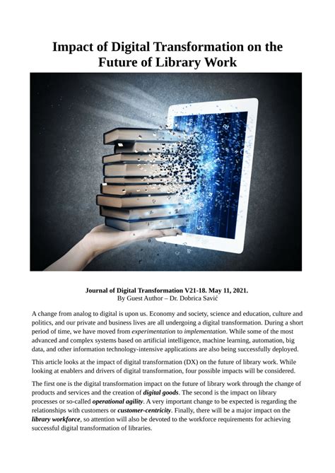 Pdf Impact Of Digital Transformation On The Future Of Library Work