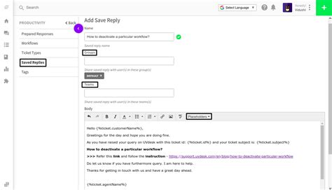 saved replies  quick response