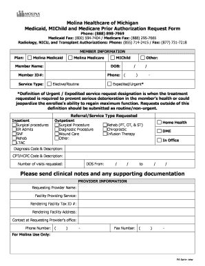 Molina Radiology Prior Authorization Fill Online Printable Fillable