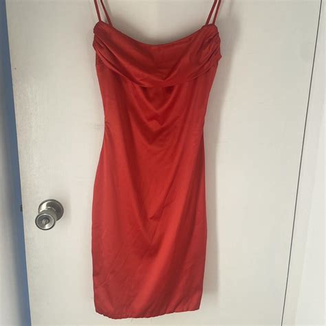 Red Satin Bodycon Oh Polly Midi Dress Only Worn Depop