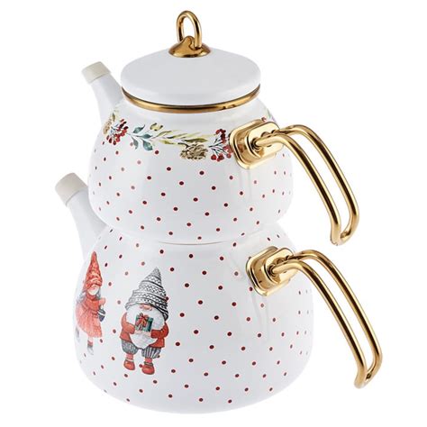 Christmas Enamel Teapot Set Turkish Tea Pot Tea Kettle Self Strainer