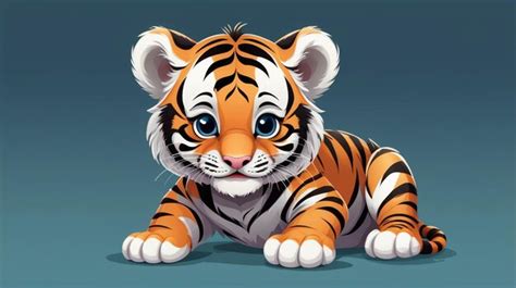 Premium Vector Brown And Black Striped Tiger Cub Cartoon Vector Plain