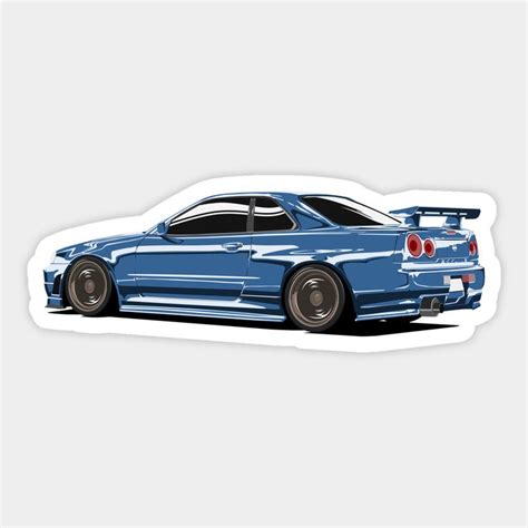 A Blue Sports Car Sticker On A White Background