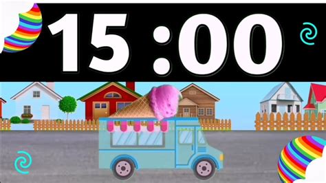 Minute Timer Countdown With Music Lce Cream Truck Rainbow Youtube