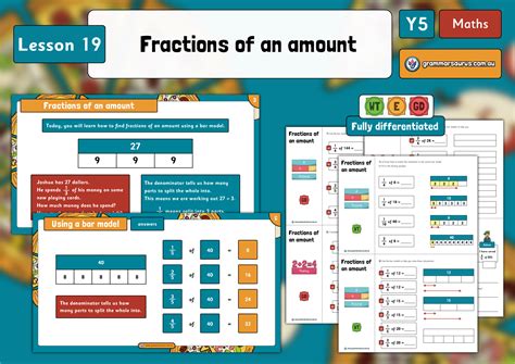 Year 5 Fractions Fractions Of An Amount Lesson 19 Grammarsaurus Australia