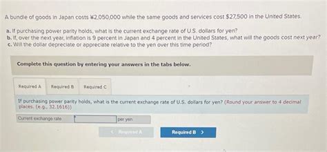 Solved A Bundle Of Goods In Japan Costs While The Chegg