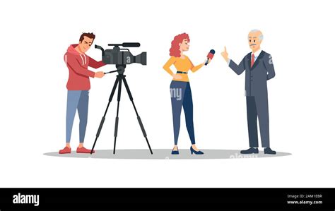 Interview télévision journaliste politicien illustration vectorielle L