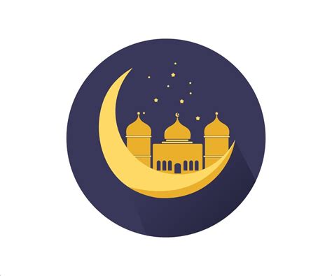 Islamic Moon And Mosque Flat Vector Symbol 21987407 Vector Art at Vecteezy