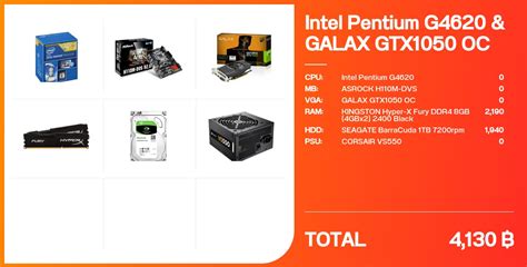 Intel Pentium G4620 And Galax Gtx1050 Oc จัดสเปค Notebookspec