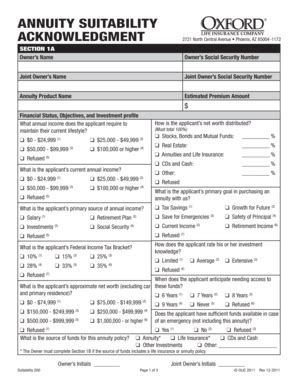 Fillable Online ANNUITY SUITABILITY ACKNOWLEDGMENT Badams Moorecomb