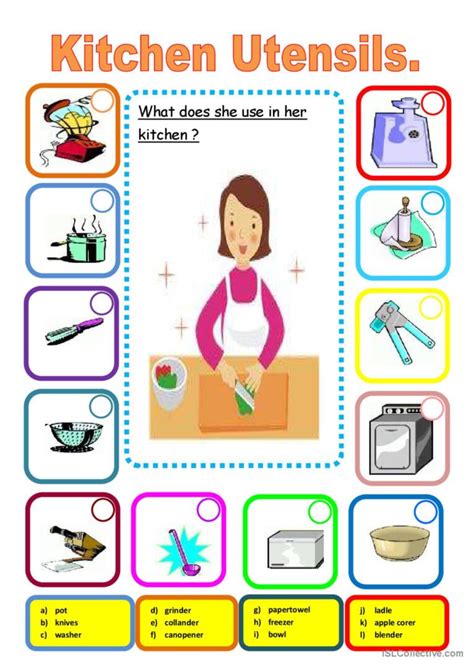 Kitchen Utensils English Esl Worksheets Pdf And Doc