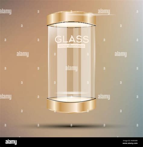 Empty Golden Glass Showcase Vector Illustration Stock Vector Image And Art Alamy